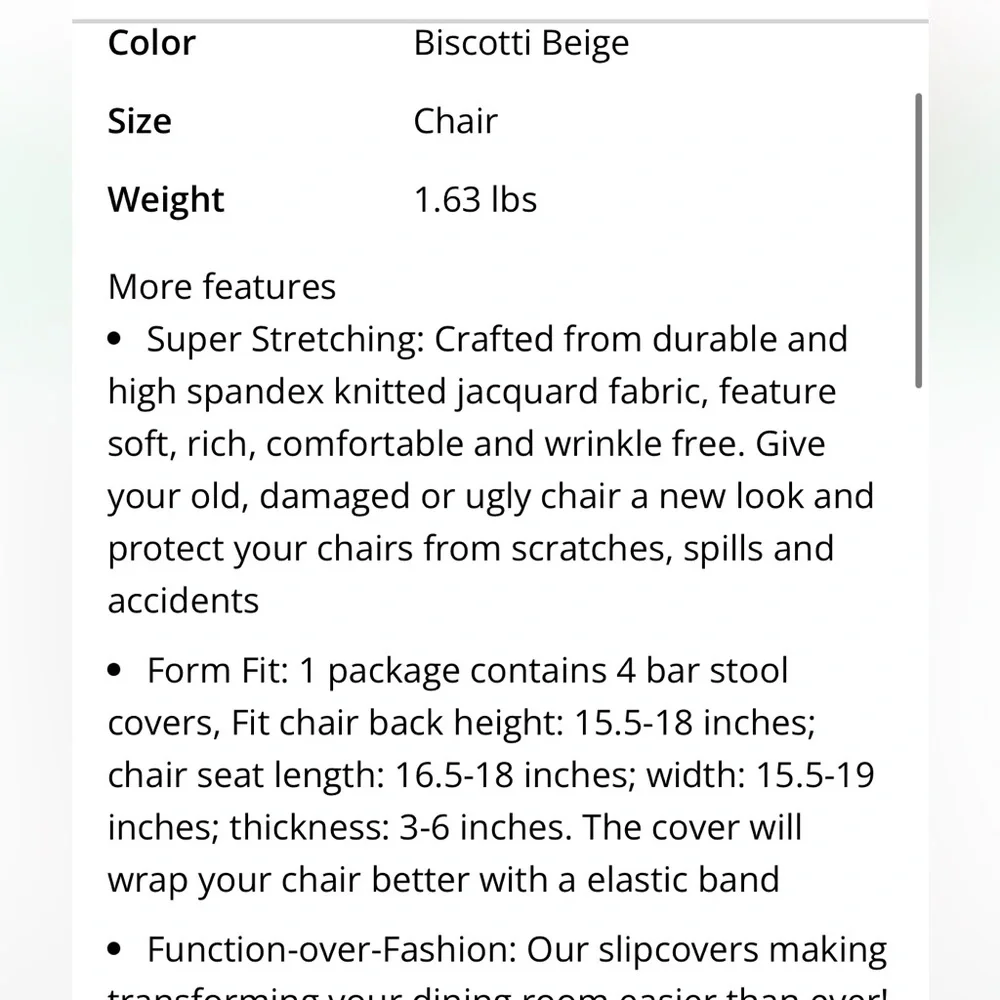Textured Bar Stool Covers in BEIGE-Set of 4